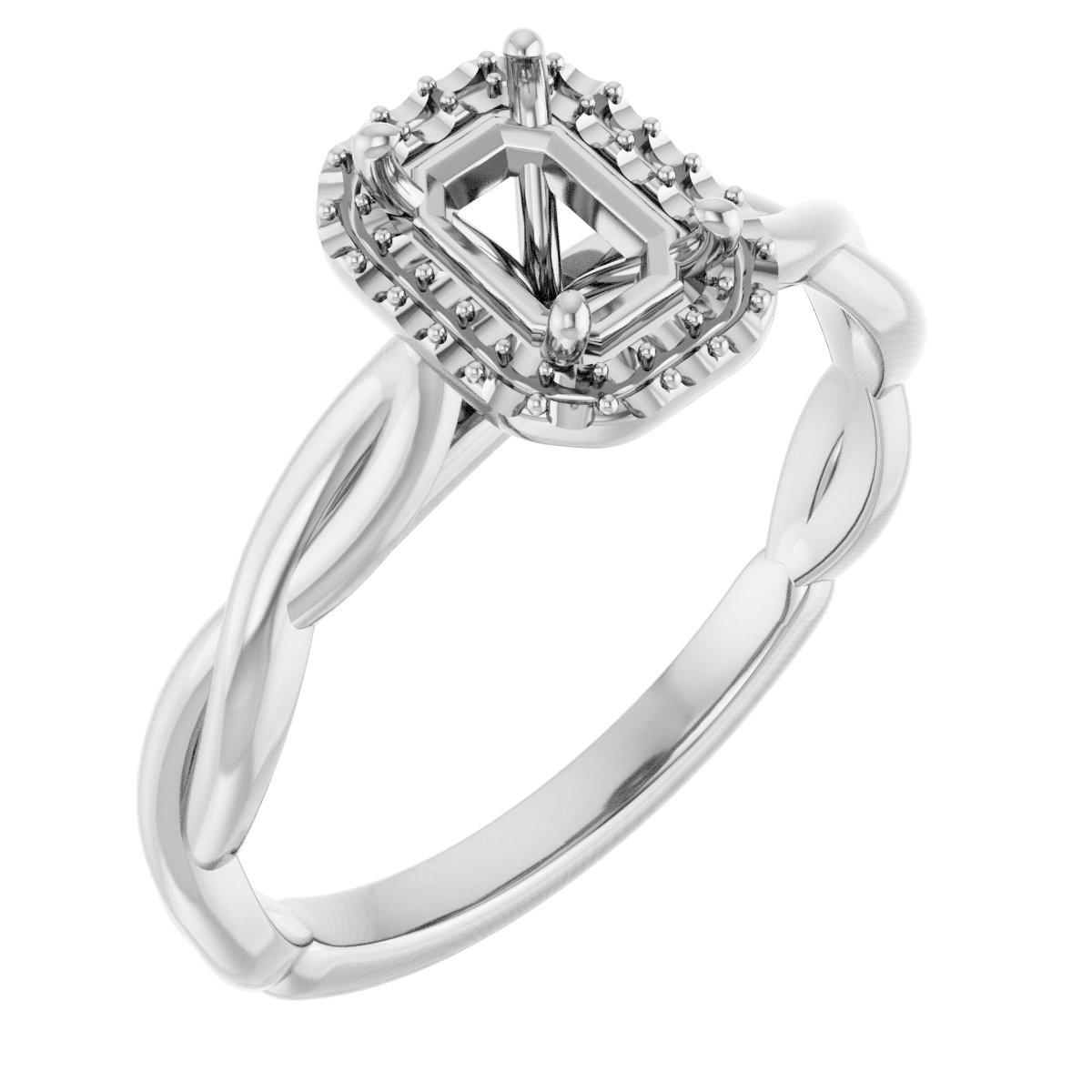 Halo-Style Twisted Engagement Ring