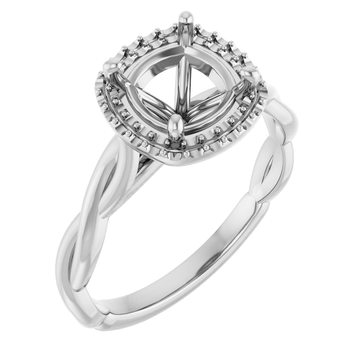 Halo-Style Twisted Engagement Ring