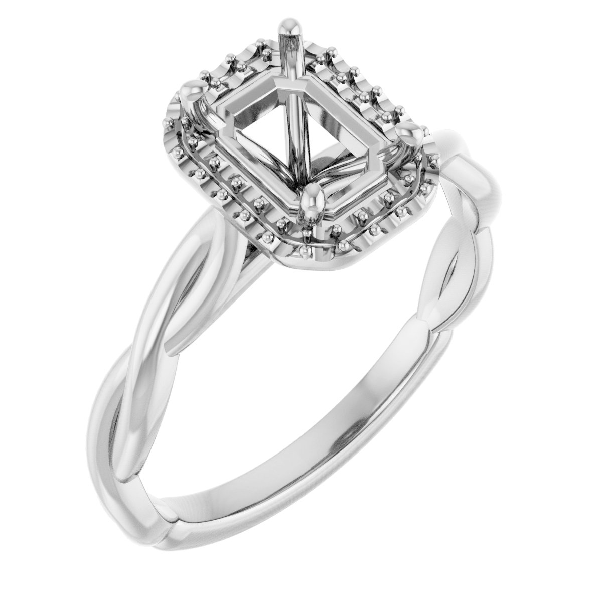 Halo-Style Twisted Engagement Ring