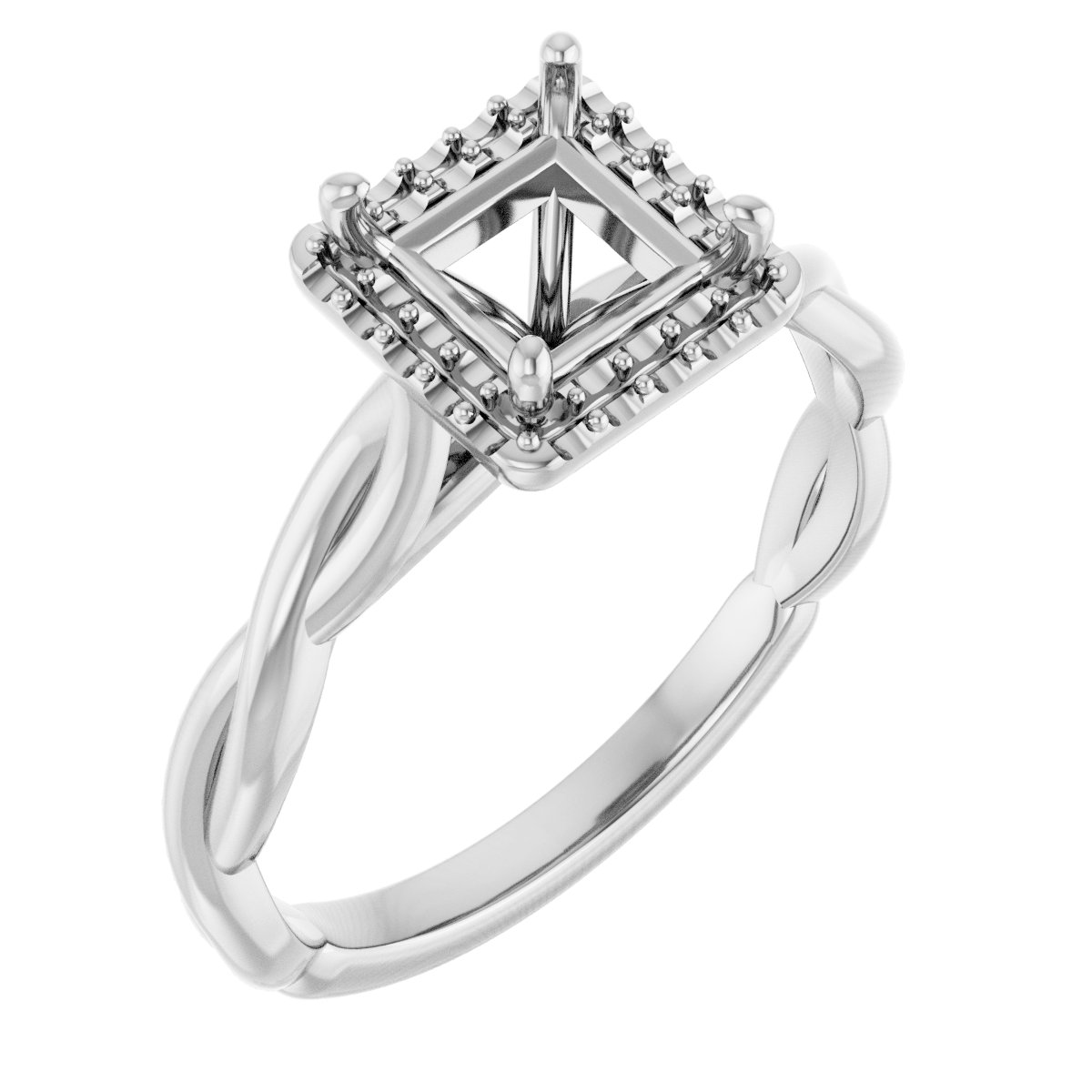 Halo-Style Twisted Engagement Ring
