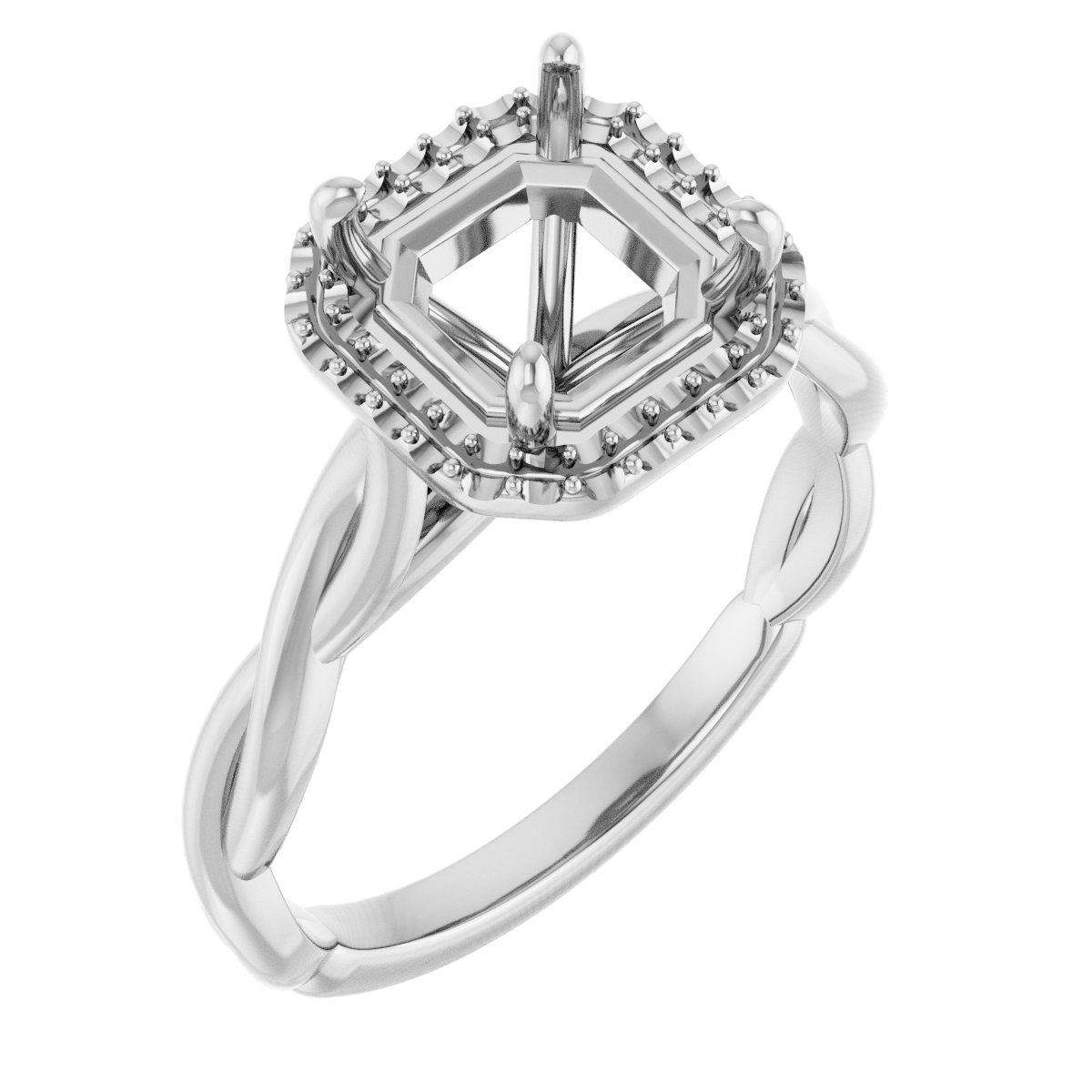 Halo-Style Twisted Engagement Ring