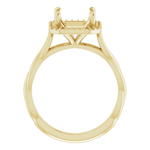 18K Yellow Gold  10x8 mm Emerald Engagement Ring Mounting