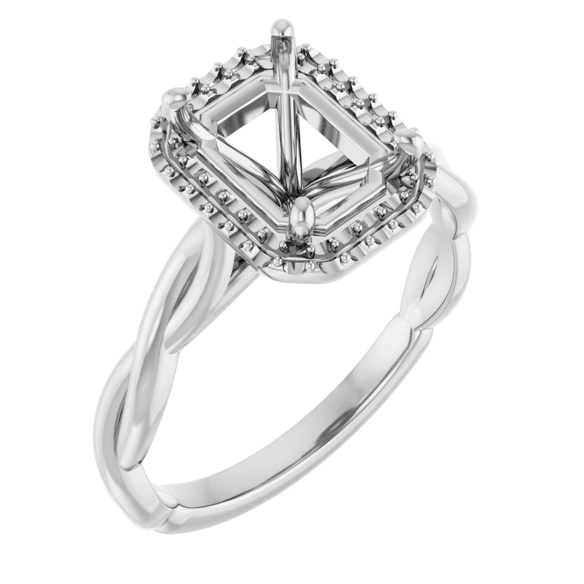 Halo-Style Twisted Engagement Ring
