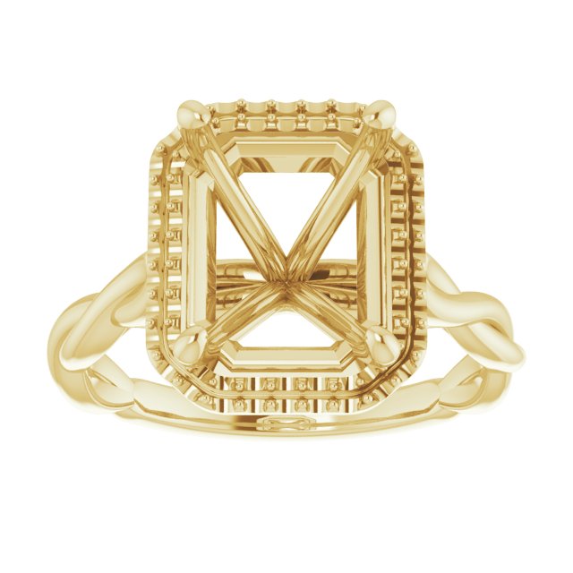 18K Yellow Gold  10x8 mm Emerald Engagement Ring Mounting