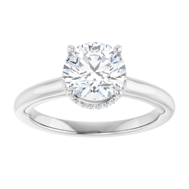 14 K White Gold Halo Engagement Ring - Image 3