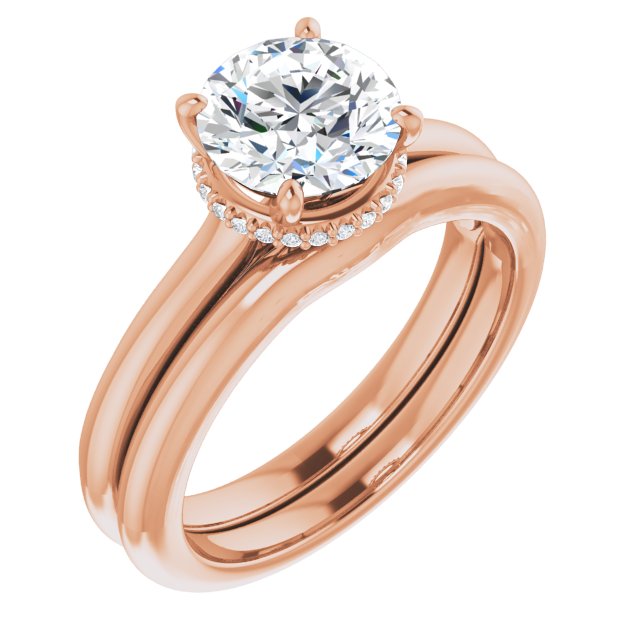 18 K Rose Gold Halo Engagement Ring - Image 6