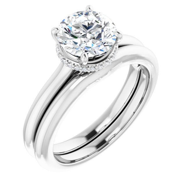 14 K White Gold Halo Engagement Ring - Image 6