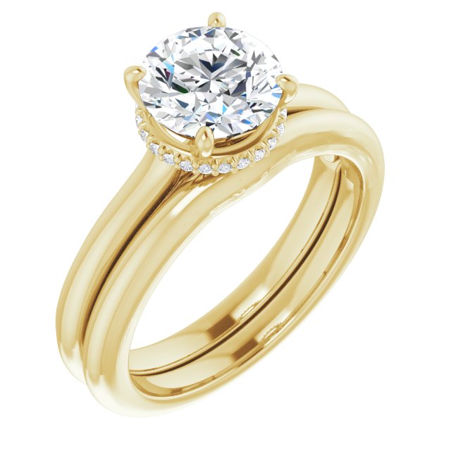 18 K Yellow Gold Halo Engagement Ring - Image 6