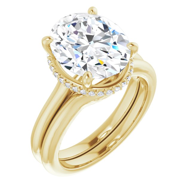 18 K Yellow Gold Halo Engagement Ring - Image 6