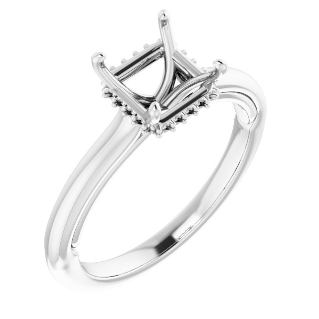 Platinum  6x6 mm Square Engagement Ring Mounting