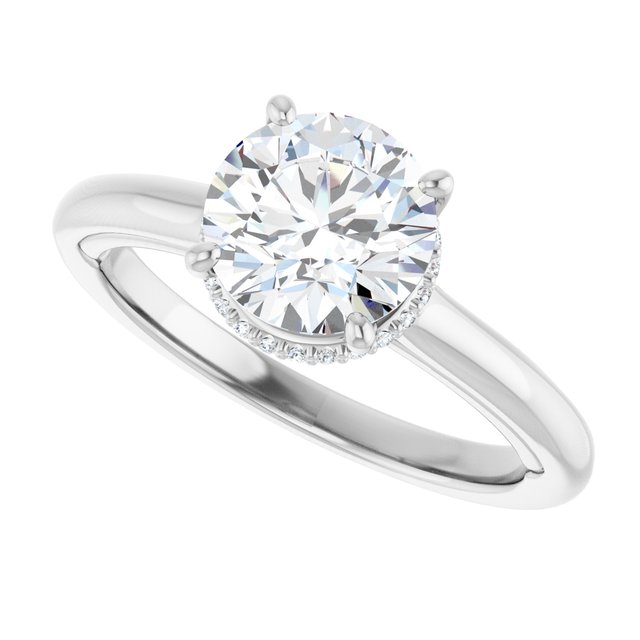 14 K White Gold Halo Engagement Ring - Image 5