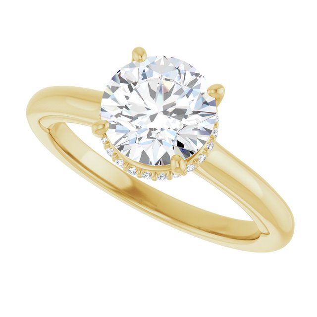 18 K Yellow Gold Halo Engagement Ring - Image 5