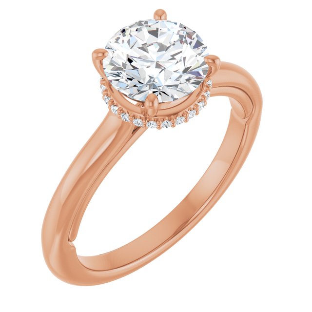 18 K Rose Gold Halo Engagement Ring