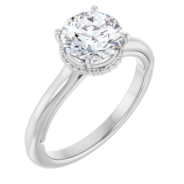 14 K White Gold Halo Engagement Ring