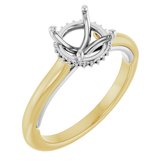 14K Yellow & White  7.4 mm Round Engagement Ring Mounting