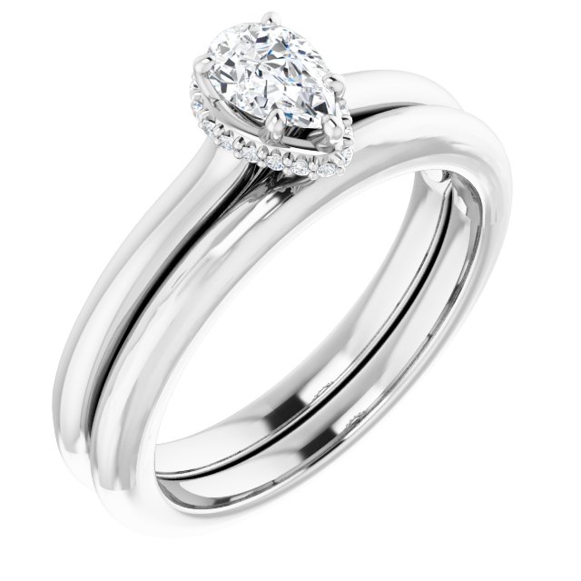 14 K White Gold Halo Engagement Ring - Image 6