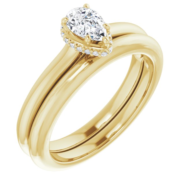 14 K Yellow Gold Halo Engagement Ring - Image 6