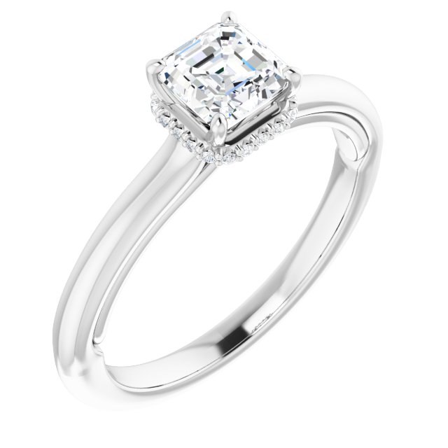 14 K White Gold Halo Engagement Ring