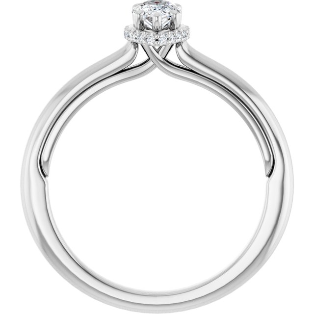14 K White Gold Halo Engagement Ring - Image 2