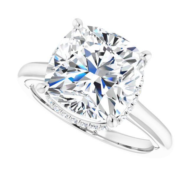 14 K White Gold Halo Engagement Ring - Image 5