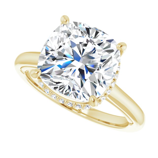 18 K Yellow Gold Halo Engagement Ring - Image 5
