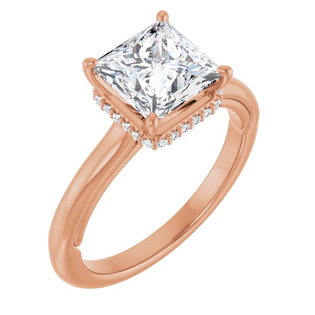 14 K Rose Gold Halo Engagement Ring