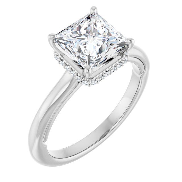 14 K White Gold Halo Engagement Ring
