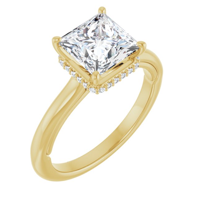 18 K Yellow Gold Halo Engagement Ring