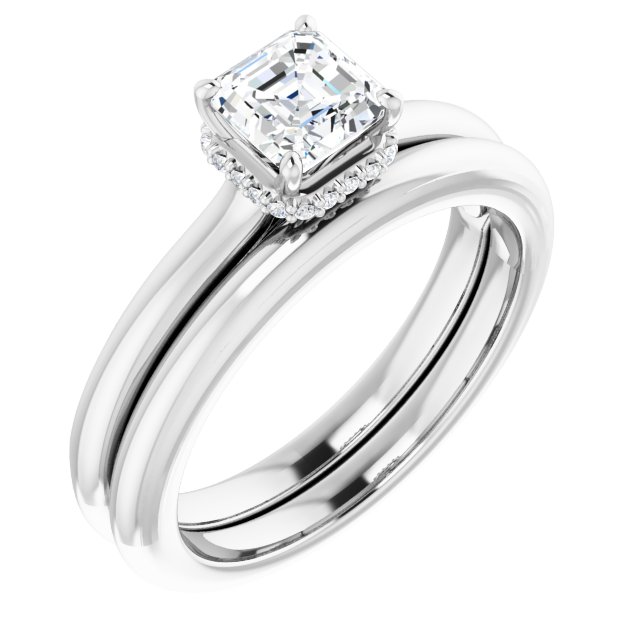 14 K White Gold Halo Engagement Ring - Image 6