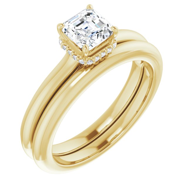18 K Yellow Gold Halo Engagement Ring - Image 6
