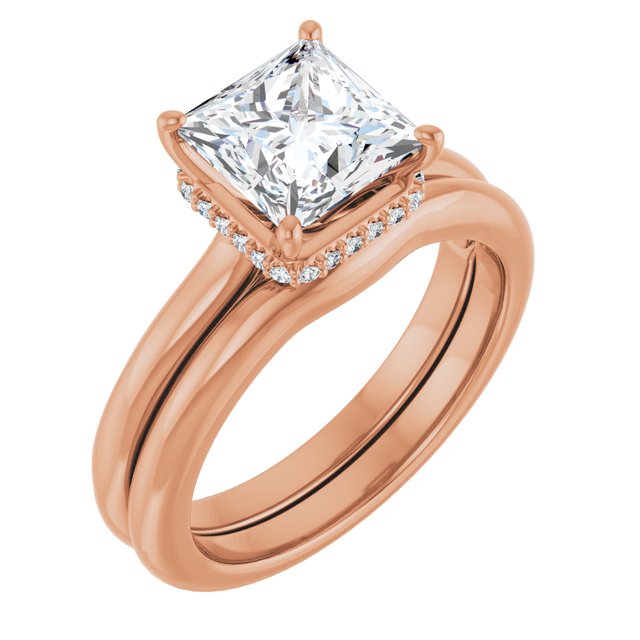 14 K Rose Gold Halo Engagement Ring - Image 6