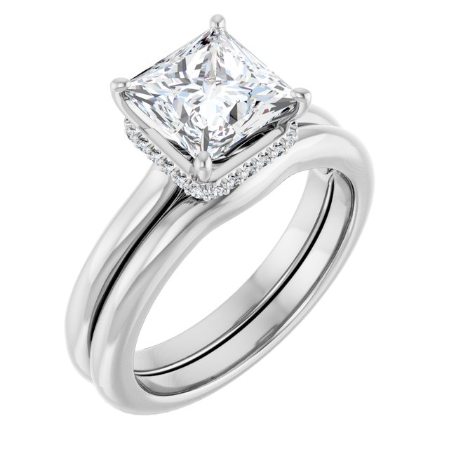 14 K White Gold Halo Engagement Ring - Image 6