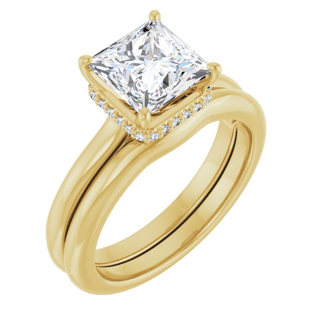 18 K Yellow Gold Halo Engagement Ring - Image 6
