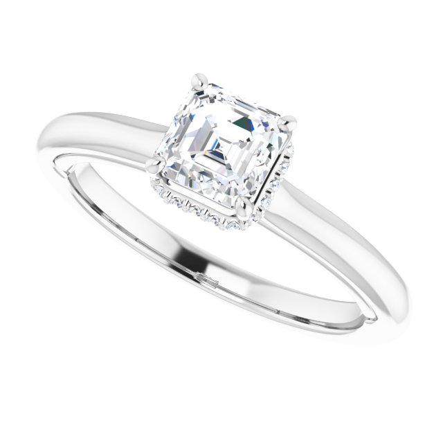 14 K White Gold Halo Engagement Ring - Image 5