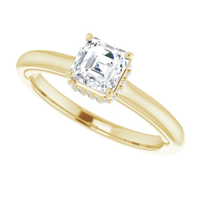 18 K Yellow Gold Halo Engagement Ring - Image 5