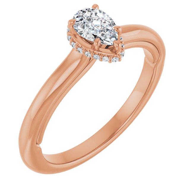 18 K Rose Gold Halo Engagement Ring
