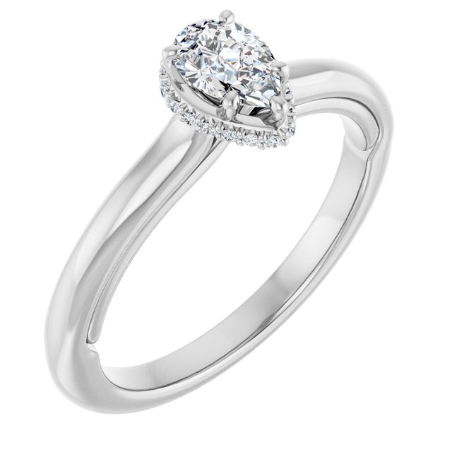 14 K White Gold Halo Engagement Ring