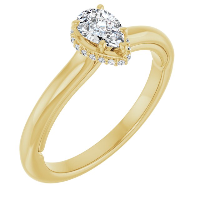 14 K Yellow Gold Halo Engagement Ring