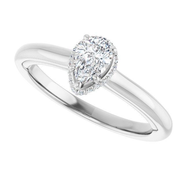 14 K White Gold Halo Engagement Ring - Image 5