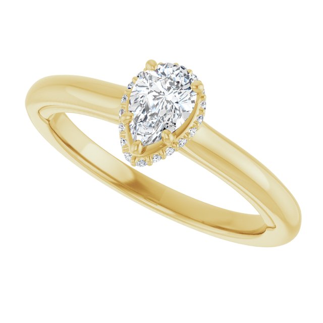 14 K Yellow Gold Halo Engagement Ring - Image 5