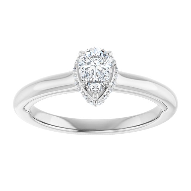 14 K White Gold Halo Engagement Ring - Image 3