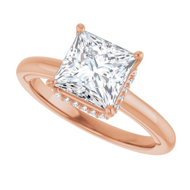 14 K Rose Gold Halo Engagement Ring - Image 5