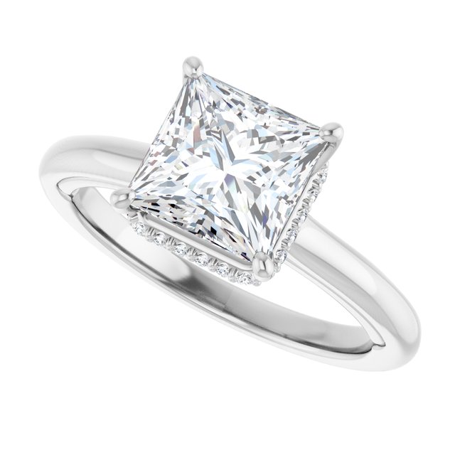 14 K White Gold Halo Engagement Ring - Image 5