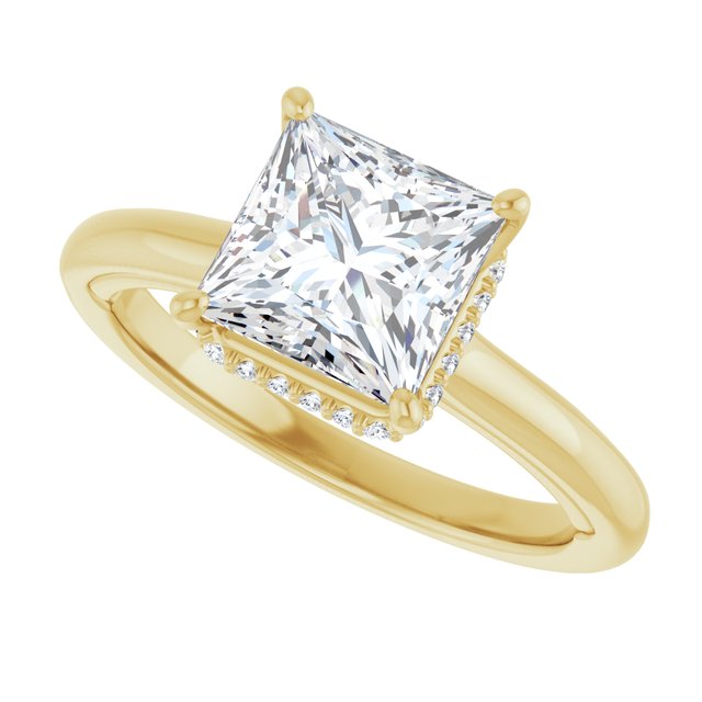 18 K Yellow Gold Halo Engagement Ring - Image 5