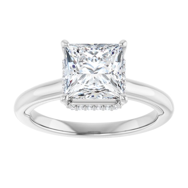 14 K White Gold Halo Engagement Ring - Image 3