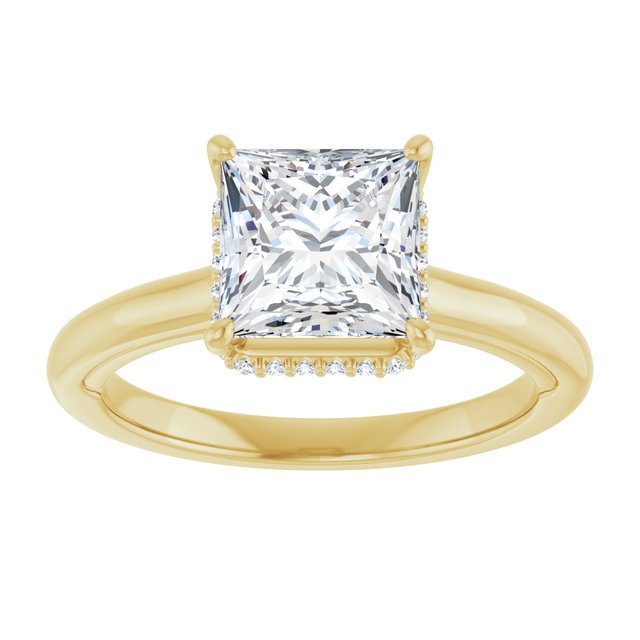 18 K Yellow Gold Halo Engagement Ring - Image 3