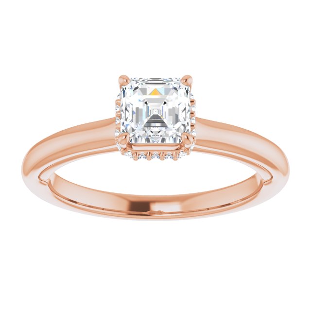 14 K Rose Gold Halo Engagement Ring - Image 3