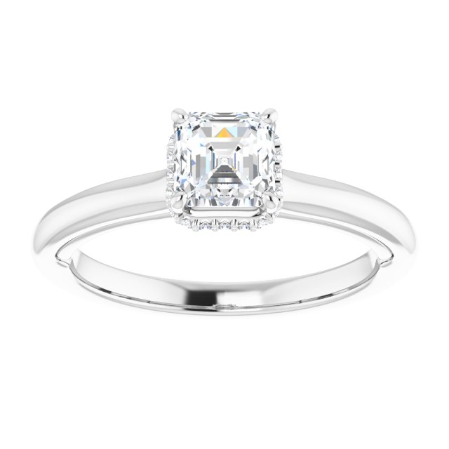14 K White Gold Halo Engagement Ring - Image 3