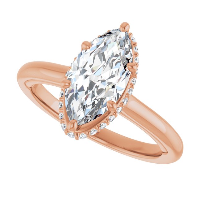 18 K Rose Gold Halo Engagement Ring - Image 5