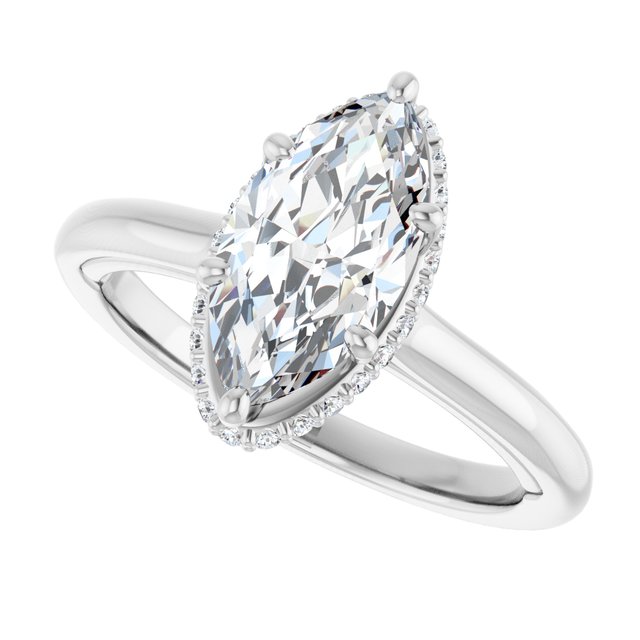 14 K White Gold Halo Engagement Ring - Image 5